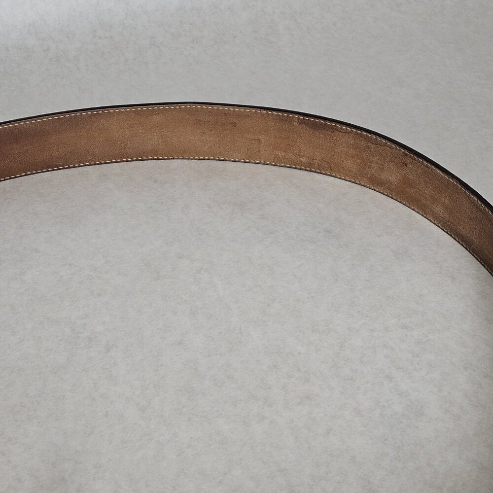 Men's Gucci Supreme GG Canvas Leather Belt 51 Inches Long 1.5" Wide 1 Tear - Picture 10 of 12